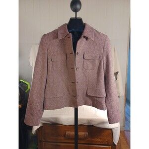 Pendleton 100% Virgin Wool Jacket 12 Military Uillity Pocket Lined Button Blazer